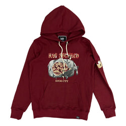 DenimiCity Bag Secured Hoodie (Burgundy/Cream)