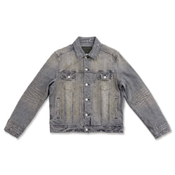 Purple Brand Washed Grey Jacquard Trucker Jacket