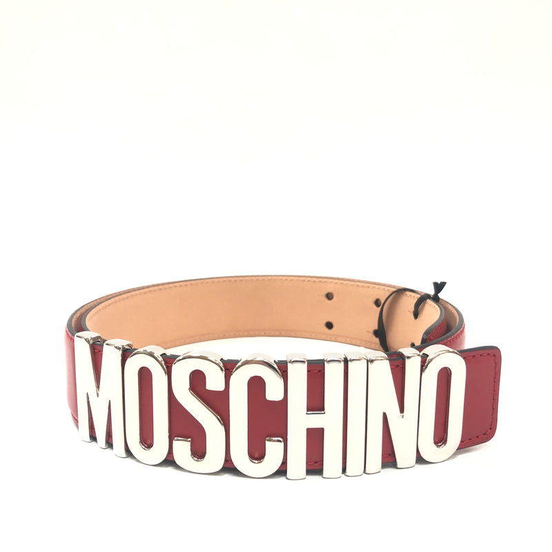 Moschino Couture Calf Logo Belt (Red)