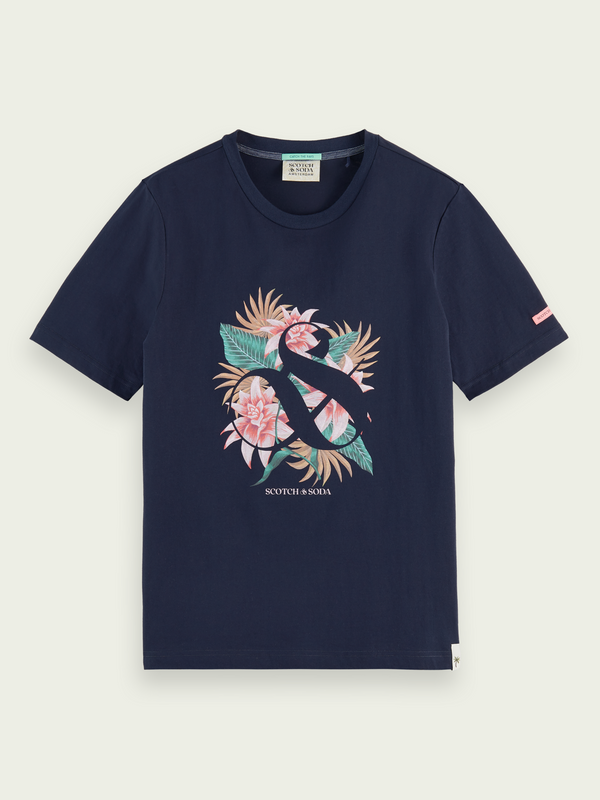 Scotch&Soda Graphic Logo Tee In Navy (168428)