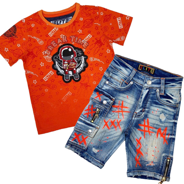 Elite Kids Break Time Orange Short Set