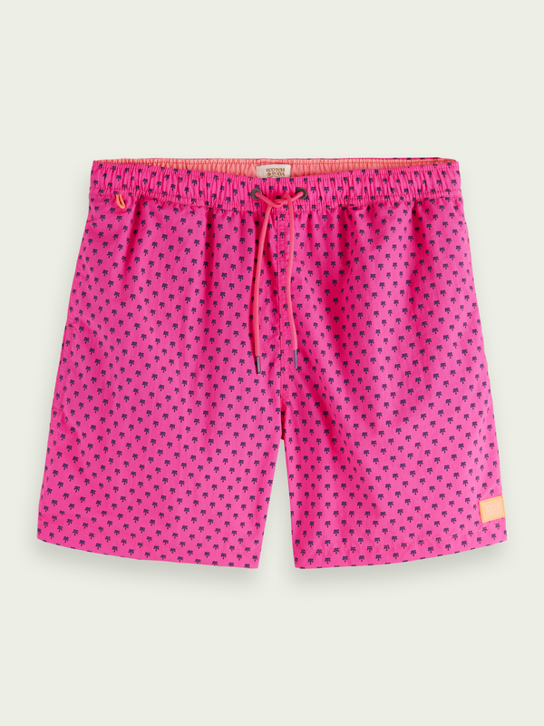Scotch&Soda Mid Length Print Swim Shorts In Pink (166839)