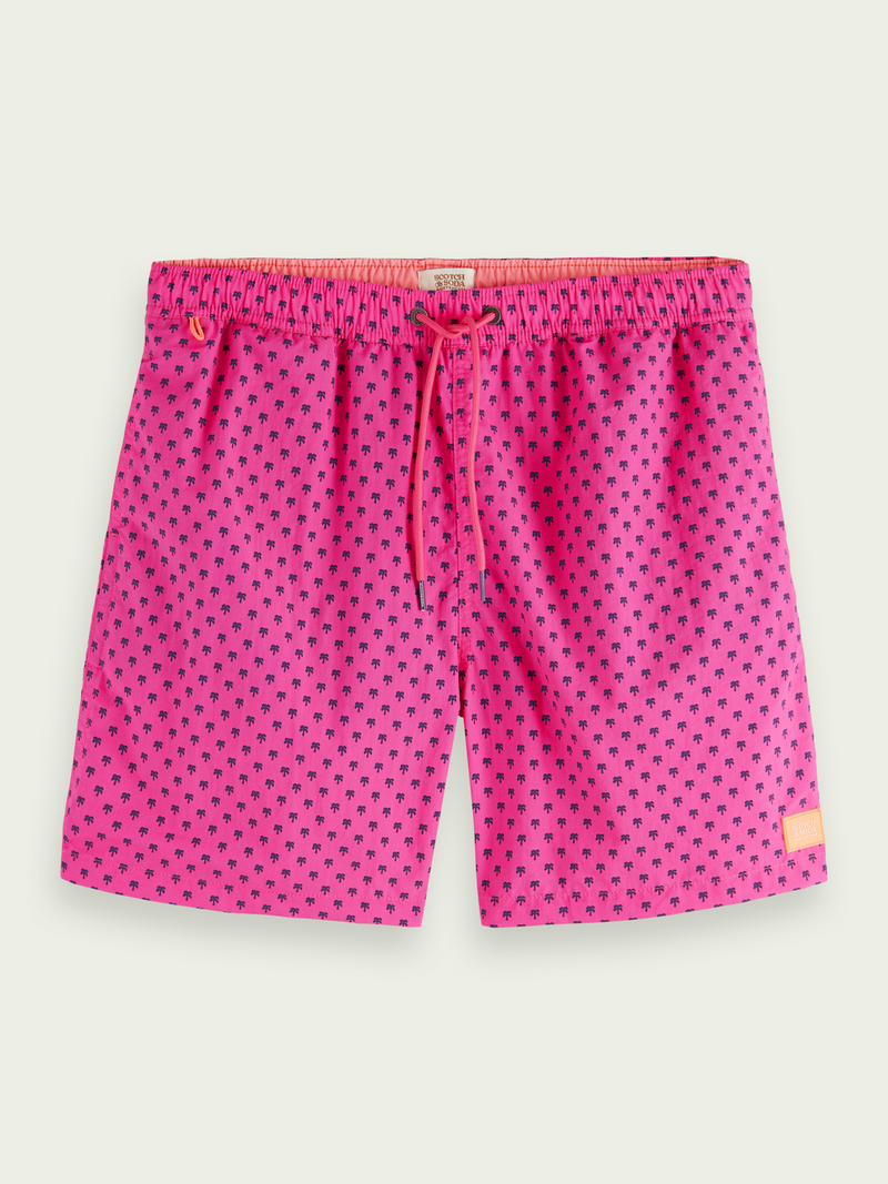 Scotch&Soda Mid Length Print Swim Shorts In Pink (166839)