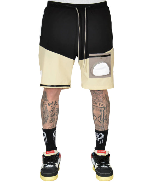 Hideout Paradise Sport Shorts (Black/Beige)