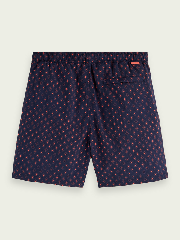 Scotch&Soda Mid Length Print Swim Shorts In Navy (166839)