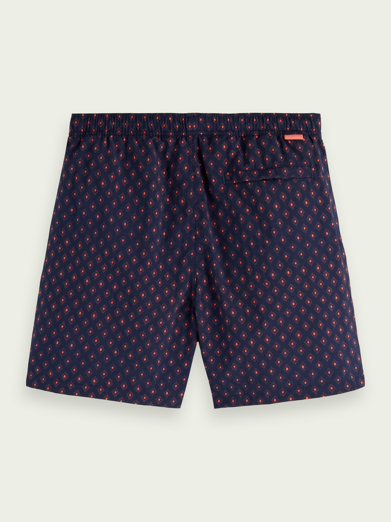 Scotch&Soda Mid Length Print Swim Shorts In Navy (166839)