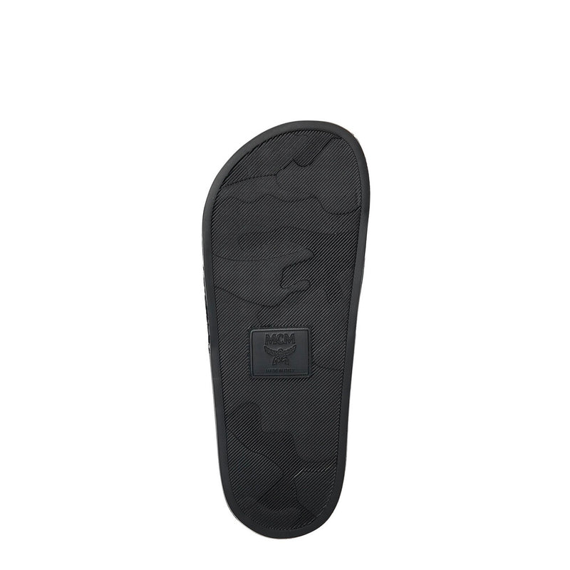 MCM Women’s Monogram Print Rubber Slides (Black)