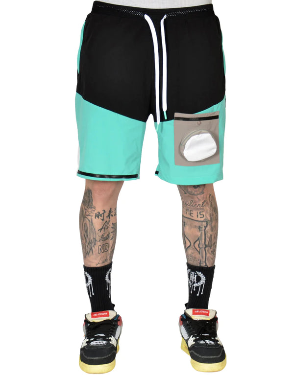 Hideout Paradise Sport Shorts (Black/Aqua)