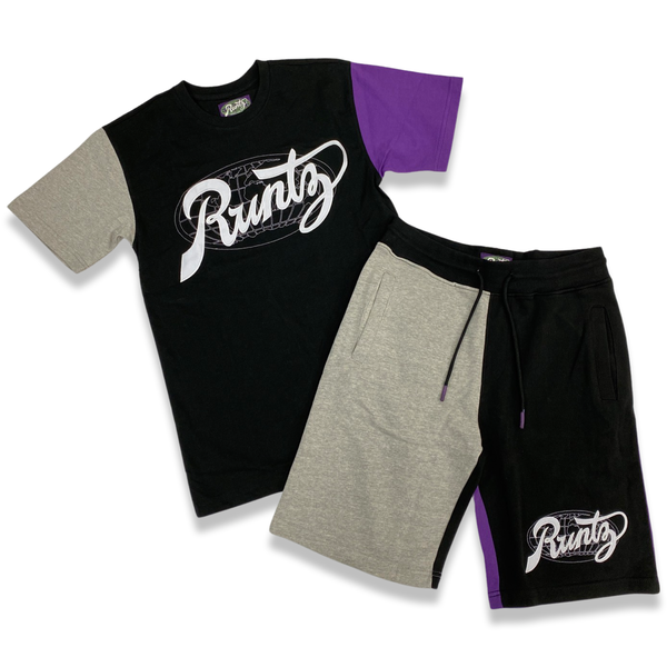 Runtz Worldwide Color Block Short Set (Black)