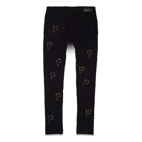 Purple Brand Black Embroidery Punch P Jeans