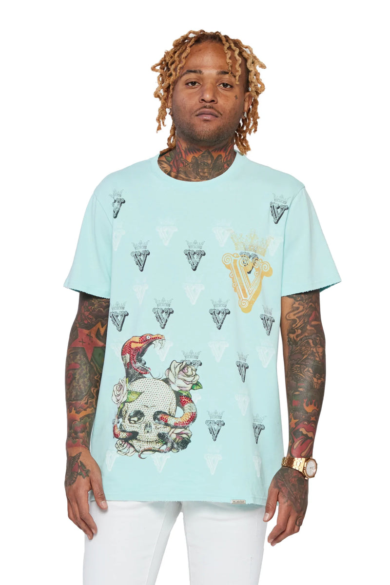 Valabasas “Skull Viper” Light Teal Tee