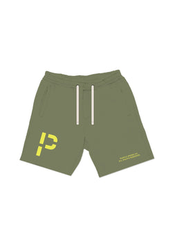 Purple Brand French Terry Military Green Stencil Shorts