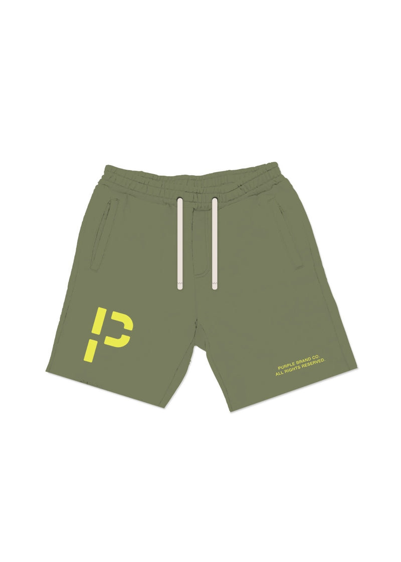 Purple Brand French Terry Military Green Stencil Shorts