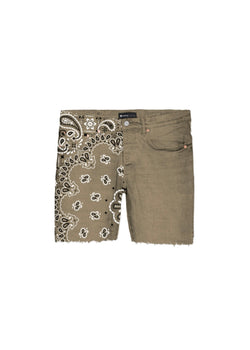 Purple Brand Corduroy Bandana Print Tan Shorts